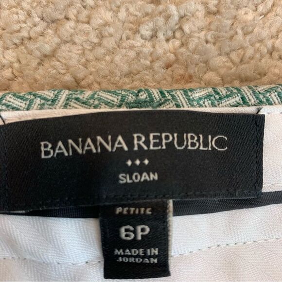 BANANA Republic green printed textured Sloan pants Sz 6P - Picture 5 of 11